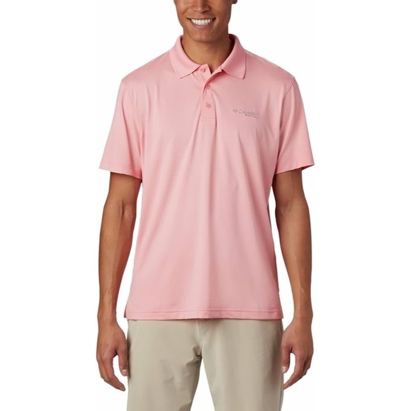 COLUMBIA Peach UPF 40 Polo Standard Fit Shirt Omni Shade PFG Golf, Size XL - Picture 1 of 14